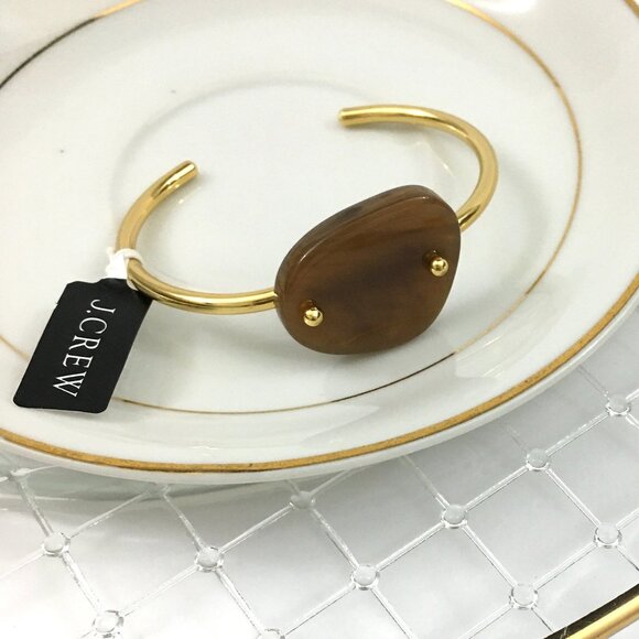 NEW! J.Crew Acetate Stone Open Cuff Bangle Deep Amber - OS - Picture 1 of 6